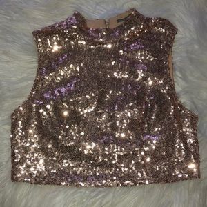 Rose Gold Sequins Crop Top